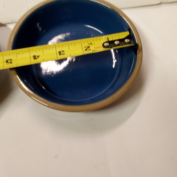 2 Vtge Stoneware Pottery Bowls Cobalts Blue Snack, Cereal - Picture 3 of 5